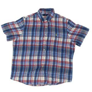 Ralph Lauren Button Up Shirt Mens Large Slim Fit Short Sleeve Multicolor Plaid
